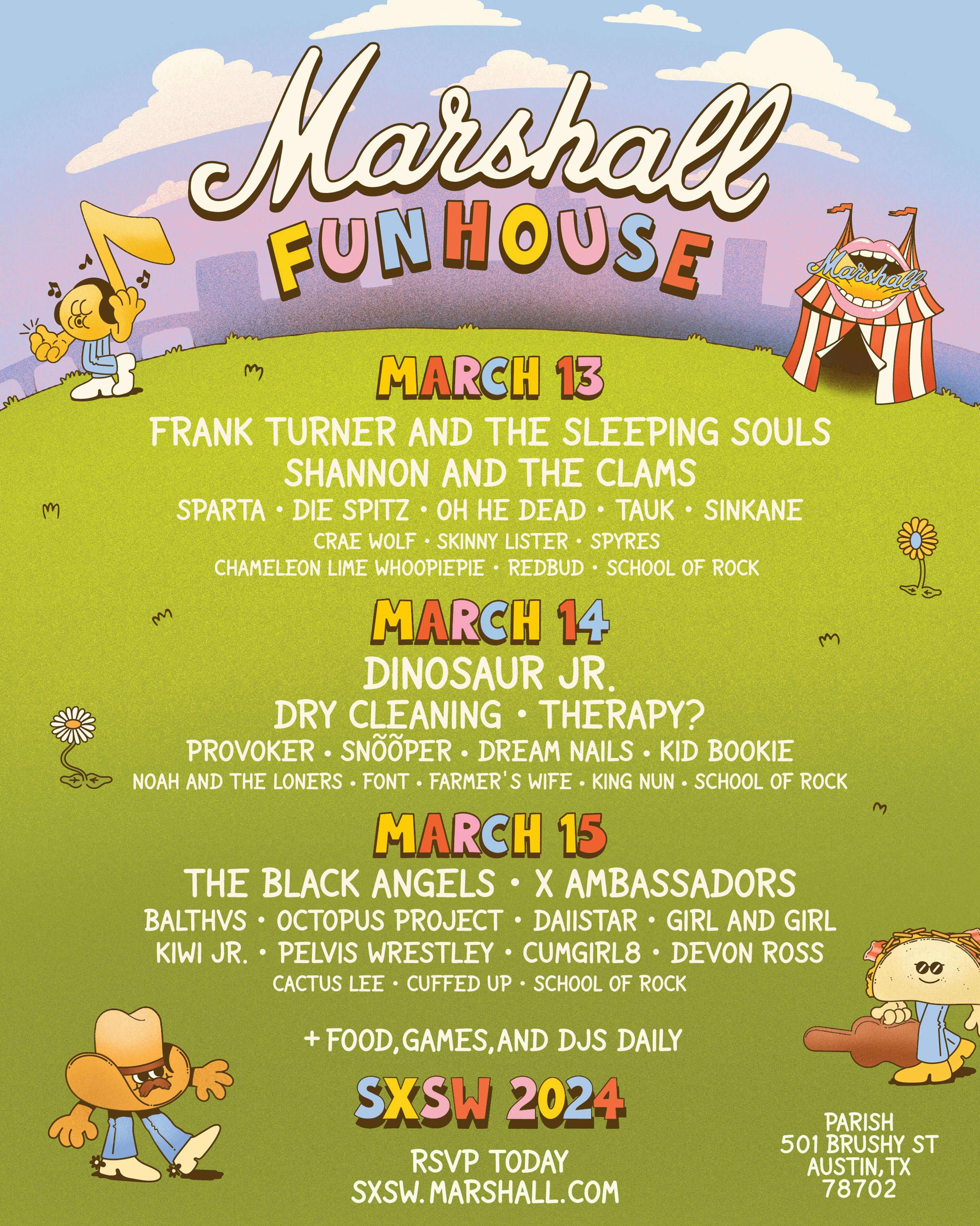 Marshall Funhouse poster with lineup